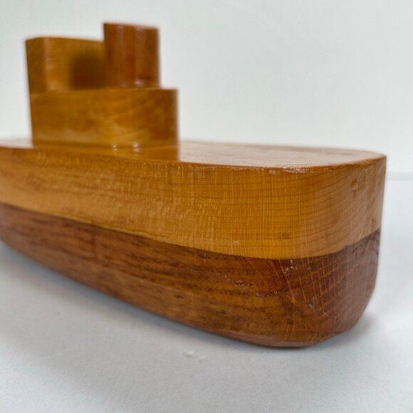 Vintage Handmade Wooden Toy Tugboat - Picture 8 of 10